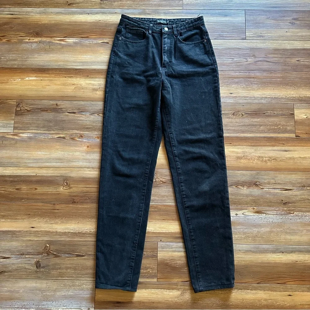 PrettyLittleThing Black Denim High Waisted Straight Leg Jeans Size 8 Tall/Long - Picture 3 of 7